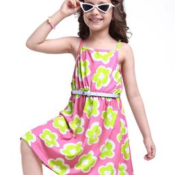 Hola Bonita Girls Floral Printed Fit and Flare Knee Length Dress Comes with a belt-image-40