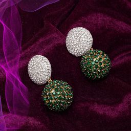 StyleCast Gold-Plated Rhinestone Studded Spherical Drop Earrings-picture-46