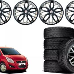 Auto Pearl ViBS38 R14 35.56 cm (14 Inch) PPress Type Wheel Hubcap with Retention Ring Glossy Black Red Strip Wheel Cover for Maruti Ritz (Set of 4)-image-80