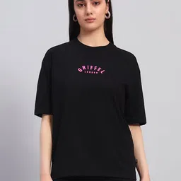 GRIFFEL Women Printed Drop-Shoulder Sleeves Ultralite T-shirt-image-74