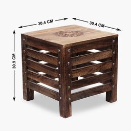 Home Centre Brown Glory Mango Wood Nesting Table image 5