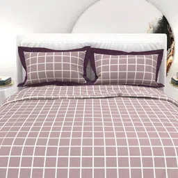 THE WHITE MOSS Tan & White Printed Cotton 300 TC King Bedsheet Set-2.75 m x 2.75 m-9