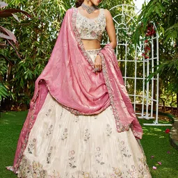 panchhi Embroidered Sequinned Semi-Stitched Lehenga & Unstitched Blouse With Dupatta-picture-56