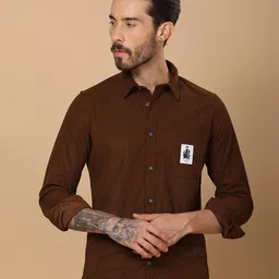 HangerLoop Men Textured Spread Collar Casual Regular Fit Shirt-image-64