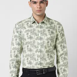 van heusen V Dot Slim Fit Floral Printed Spread Collar Long Sleeves Cotton Formal Shirt-picture-39