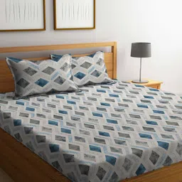 Myntra Elegant Homes Grey Printed Pure Cotton 400 TC King Bedsheet Set 2.50m x 2.25m-image-98