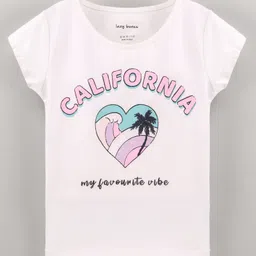 Lazy Bones Half Sleeves Top Text Print - White-picture-3