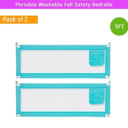 Safe-O-Kid 5 Feet Plain Washable Bed Rail Guard Pack of 2 - Blue-image-11