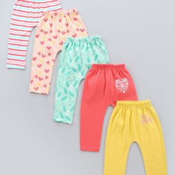 Babyhug Full Length Knitted Diaper Pants Multiptint Pack of 5 - Multicolor-image-65