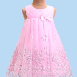 Babyhug Sleeveless Party Wear Frock Floral Embroidery - Pink-picture-20