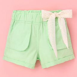 Little Kangaroos Mid Thigh Length Shorts with Bow Solid Color - Green-image-10