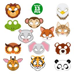 Zyozi Animal Masks Animal Happy Birthday Party Decoration Animal Eye mask for Kids Multi Colour - Pack of 13-image-97