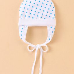 Ben Benny Cotton Knit Double Layer Tie Knot Cap Polka Dot Print White & Blue - Diameter 11 cm-picture-4