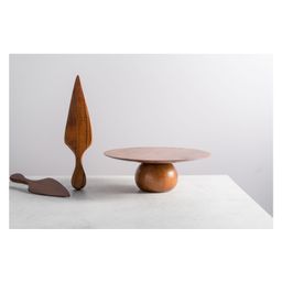 Araana Home Wooden Cake stand with cutters - Brown-image-18