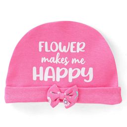 Babyhug Cotton Free Size Cap With Text Print - Pink-image-32