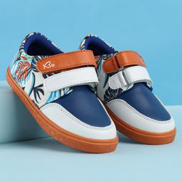 Babyoye Velcro Closure Casual Shoes with Leaf Print - Orange-image-55