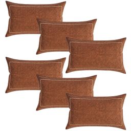 Kuber Industries Pillow Cover Cotton Pillow Cover Pillow Cover for Bedroom Cushion Pillow Cover for Living Room Khakhi Printed Pillow Cover Set Set of 6 Brown-image-7