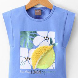 Little Kangaroos  100% Cotton Knit  Sleeveless Top Floral Print - Blue-image-88