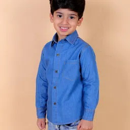 Superminis Full Sleeves Solid Shirt - Blue-picture-3