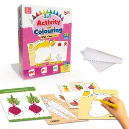 Little Berry 2-in-1 Activity & Colouring Wipe Clean Flash Cards for Kids: Fruits & Vegetables - 24 Cards With Crayons (Multicolour)-image-12