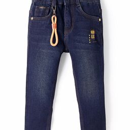 Ruff Denim Full Length Solid Jeans with Text Embroidery - Navy Blue-image-47