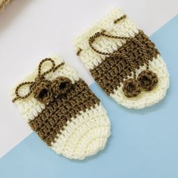 Little Peas Handmade Colour Blocked Mittens - Off White & Brown-picture-25