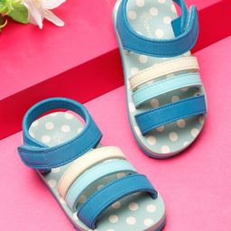 ONYC Polka Dots Designed Velcro Closure Sandals - Teal Blue-image-22