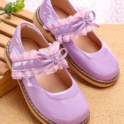 Babyoye Slip On Ballerina With Bow Applique - Purple-picture-37