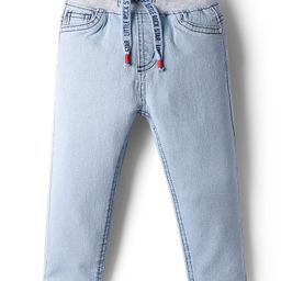 Babyhug Cotton Denim Full Length Washed Jeans With Stretch - Light Blue-picture-32