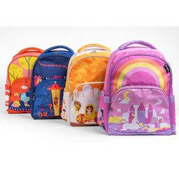 Kicups Buddy Bags School Bag for Kids Lightweight, Durable, Spacious Backpack for Boys & Girls | Ideal for School & Outdoor Use JUNGLE GYM - Orange Height 14.5 Inches-image-57