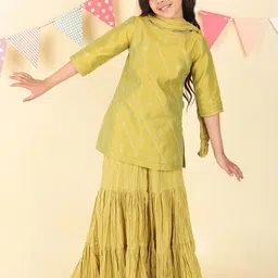 Fabindia Girls Embroidered Regular Kurta with Sharara & With Dupatta-picture-17