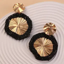 SOHI The Revolving Gold-Plated Stones Studded Drop Earrings-17