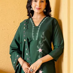 SANISA Women Embroidered Silk Blend Kurta Sets With Dupatta-picture-19