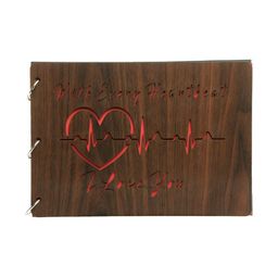 SEHAZ ARTWORKS Brown & Red Heart beat Printed Wooden Scrap Book Photo Album-image-35