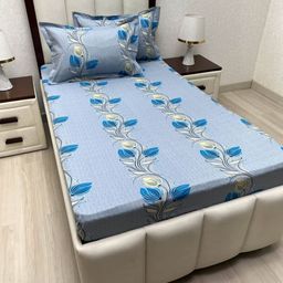 Pure Decor Lounge Fur Blue Printed Pure Cotton 210TC Single Bedsheet Sets-1.73 m x 2.36 m-image-22
