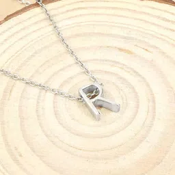 TOUCH925 Pure Silver Radiant R Initial Pendant-image-12