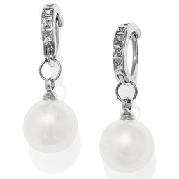 OOMPH White & Silver-Plated Handcrafted Pearl Studded Circular Drop Earrings-3