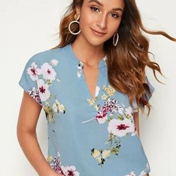 Stylecast X Slyck Women Floral Printed Mandarin Collar High-Low Top-picture-31
