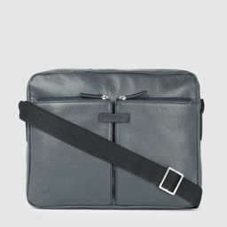 Hidesign Men Navy Blue Solid Leather Laptop Bag-17