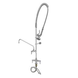 Aluids Pre-Rinse Unit Long Height Double Lever Single Hole Deck Mount and Add-on Faucet with 12″ spout C8445-image-85