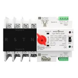 amiciSmart Automatic Transfer Switch 125 Amp 230 VAC 3 Phase Dual Power Changeover, 1x4P-ATS-125-47