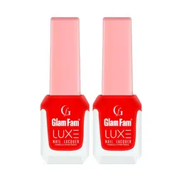 GlamFam Set Of 2 Glossy Finish Luxe Nail Lacquer - 12 ml Each - Candy Red - 04-7
