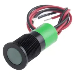 RS PRO Green Panel Mount Indicator 6-36V DC, Mounting Hole Size 14 mm, Termination Type Solder Tab, IP Rating IP67, Model No 7039052-26