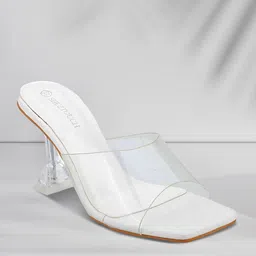 SHUZ TOUCH White Solid Slim Heels-image-8