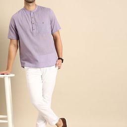 Anouk Men Lavender Pastels Pure Cotton Kurta-picture-10
