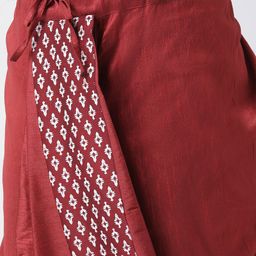 DEYANN Men Red & White Printed Dupion Silk Dhoti image 4