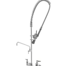 Aluids 8″ Center Wall Mount Pre-Rinse with Wall Bracket and Add on Faucet with 12″ Spout C8466-47