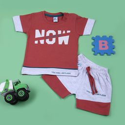 V-Mart Boys Colourblocked Round Neck Pure Cotton T-Shirt With Shorts-picture-35