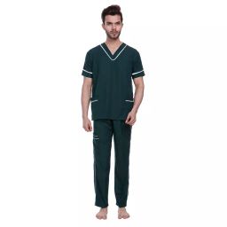 ‎Proexamine Surgicals Piping V-Neck 3 Pocket Hunter Green Scrub Suit Set 36-S-image-38