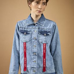 DOLCE CRUDO Women Washed Denim Jacket-picture-30